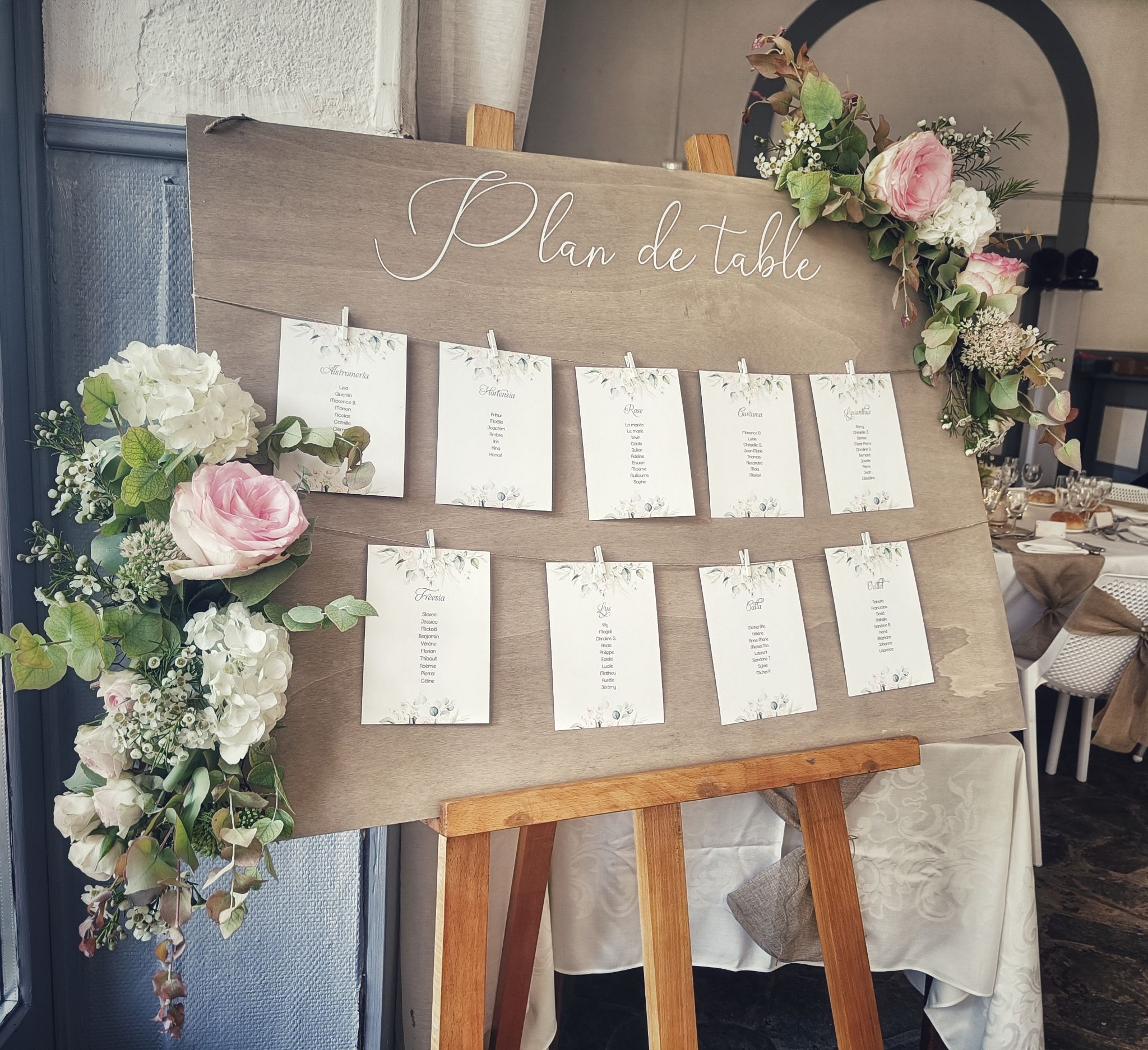 Plan table mariage champetre decoration florale